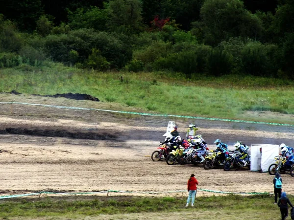 Motocross Biker Competition Motorcyclists Start — Stock Photo, Image