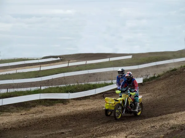 Motocross Motociclista Motociclista Atleta Moto Con Culla — Foto Stock