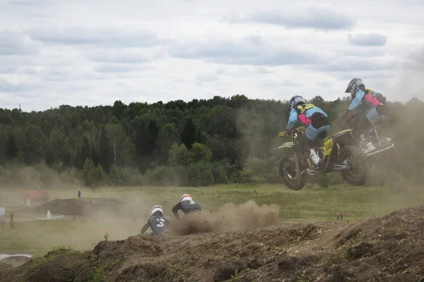 Motocross Biker Motorcyclist Athlete Motorcycle Cradle — Stock Photo, Image