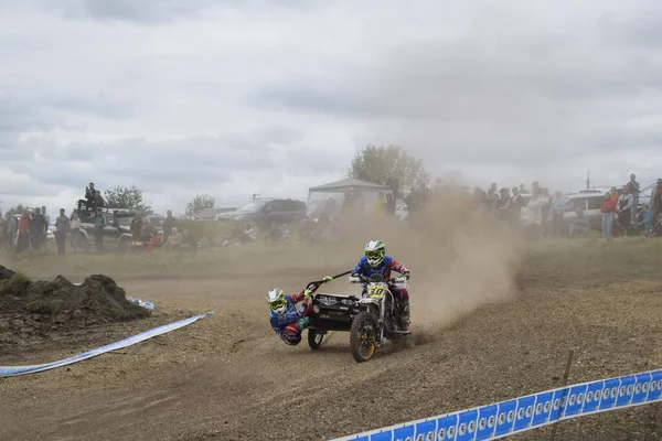 Motocross Motoros Motoros Sportoló Motorkerékpár Bölcsővel — Stock Fotó