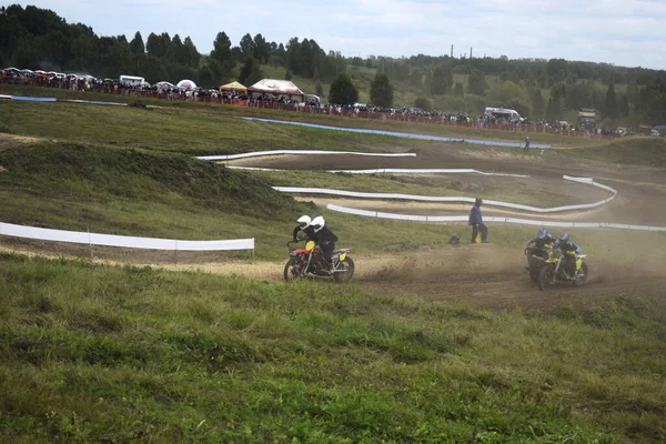 Motocross Motoros Motoros Sportoló Motorkerékpár Bölcsővel — Stock Fotó