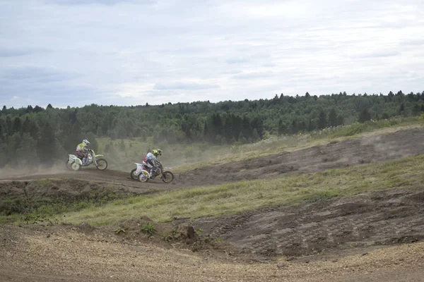 Motocross Motociclista Motociclista Atleta Motocicleta Con Cuna — Foto de Stock