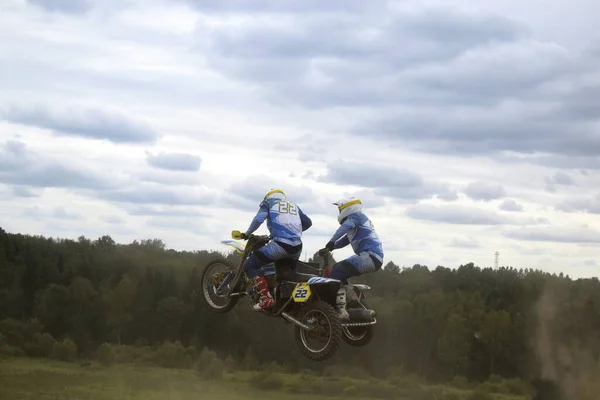 Motocross Motociclista Motociclista Atleta Moto Con Culla — Foto Stock