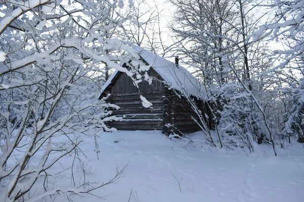 Oud Huis Het Platteland Winter — Stockfoto