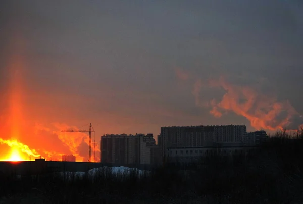 Sonnenuntergang Einer Industriestadt — Stockfoto