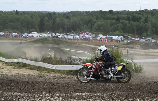 Motociclista Una Moto — Foto Stock