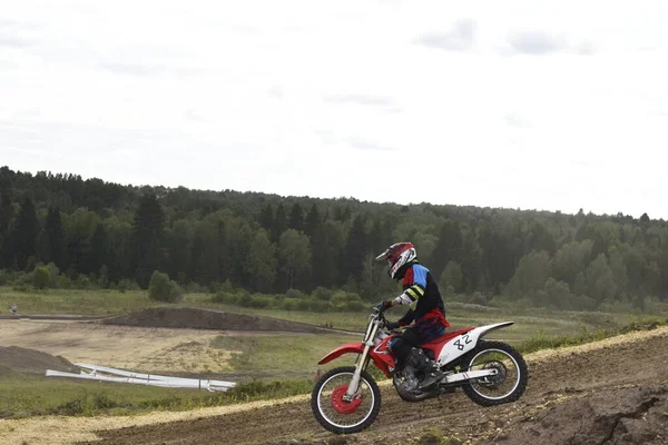 Pengendara Motocross Beraksi — Stok Foto