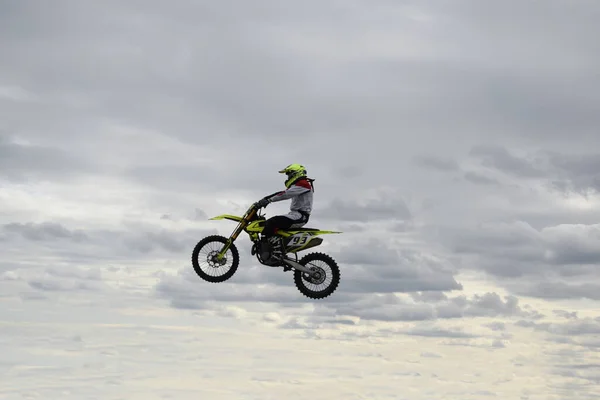 Motorcyclist Motorcycle Air — Stock Photo, Image