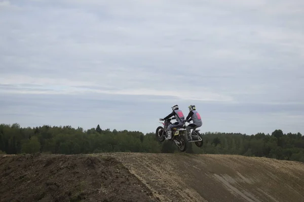 Motocross Motards Avec Nacelle — Photo