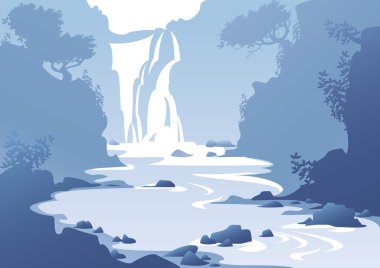 landscape with a waterfall clipart