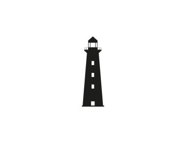 Bina, deniz feneri ikonu. Vektör çizimi. Düz tasarım.