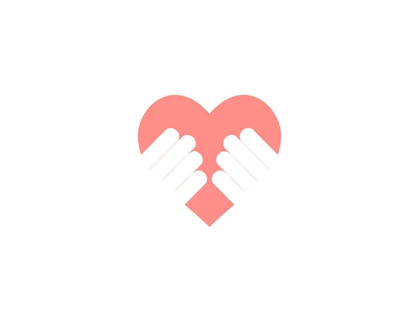 Ilustração Vetorial Design Plano Abraço Mão Coração Abraço Cuidado Amor — Vetor de Stock