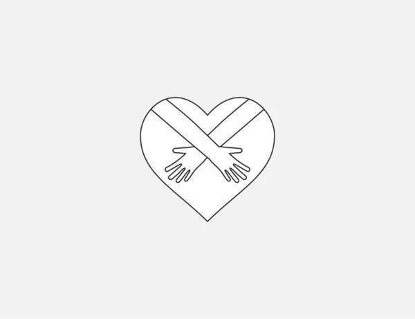 Векторная Иллюстрация Плоский Дизайн Обнимите Рука Сердце Обнять Уход Икона — стоковый вектор