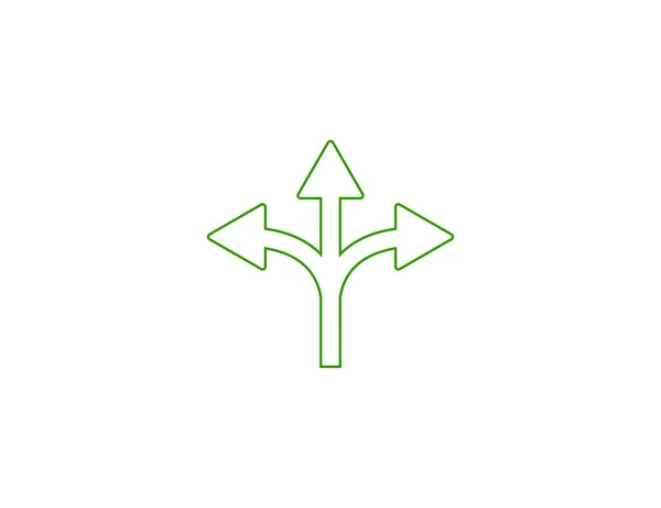 Ilustración Vectorial Diseño Plano Flecha Icono Dirección Tres Vías — Vector de stock