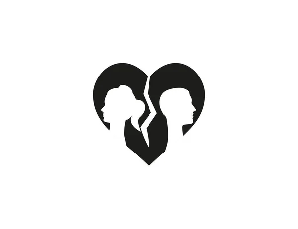 Εικονογράφηση Διανύσματος Επίπεδη Σχεδίαση Ζευγάρι Σπασμένο Εικονίδιο Καρδιά — Διανυσματικό Αρχείο