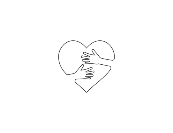 Vektorillustration Flaches Design Umarmung Hand Herz Umarmung Pflege Liebe Symbol — Stockvektor