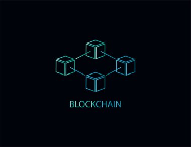 Vektör çizimi. Düz dizayn. Blockchain ağ simgesi