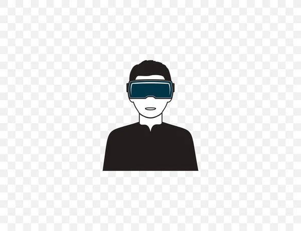 Vector Illustration Flat Design Person Virtual Reality Icon — Stock Vector