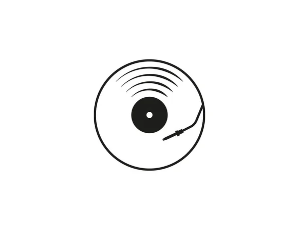 Vektor Ilustrasi Rancangan Yang Datar Ikon Rekaman Vinyl Musik - Stok Vektor
