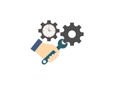 Vektör çizimi. Düz dizayn. Saat yönetimi simgesi