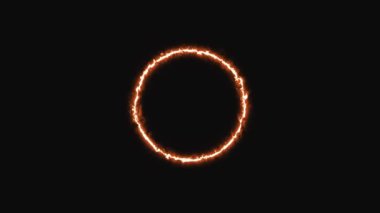 Ateş hattı parlıyor, daire. Hareketli grafik tasarım. Alfa kanalı.