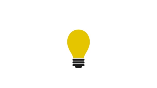 Bulb animation, bulb turns on. Motion graphic design. Alpha channel. — Stockvideo