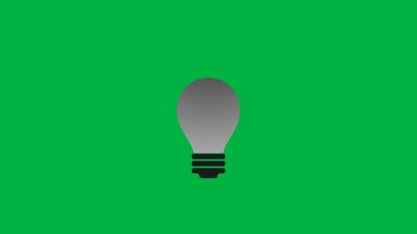 Bulb animation, bulb turns on. Motion graphic design. Alpha channel. — Stockvideo