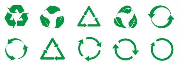 Ilustración Vectorial Diseño Plano Reciclar Flecha Verde — Vector de stock