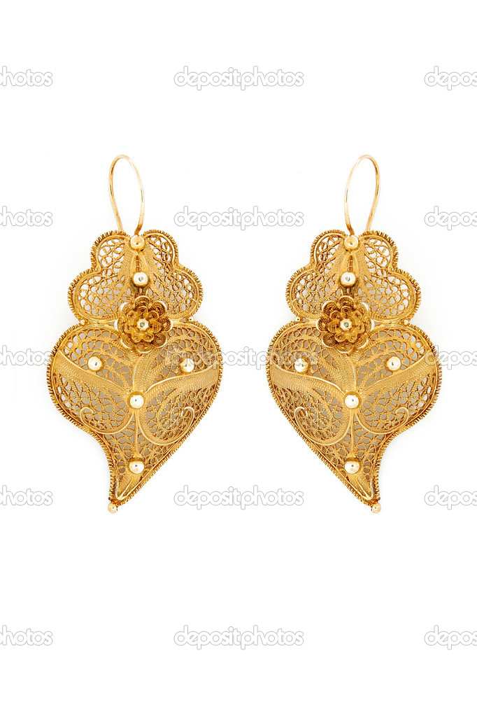 Filigree earrings, gold