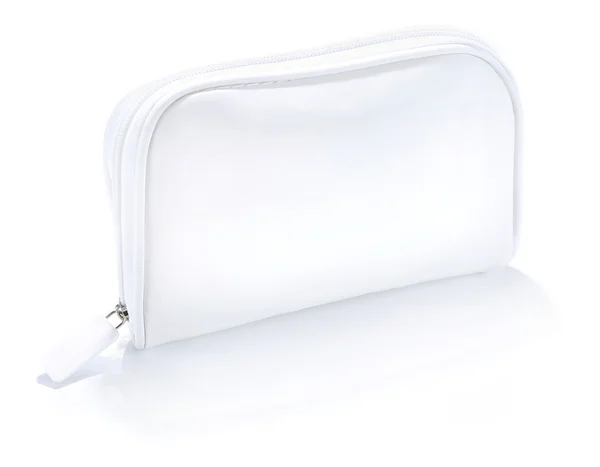 Bolsa feminina branca, saco cosmético branco fechado com alças iso — Fotografia de Stock