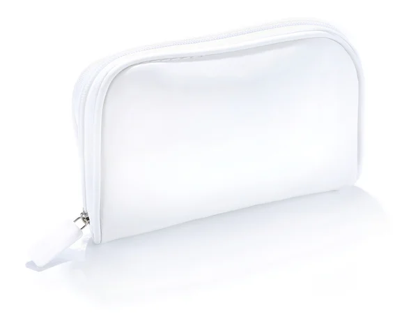 Sac à main femme blanc, Sac cosmétique blanc fermé avec poignées iso Image En Vente