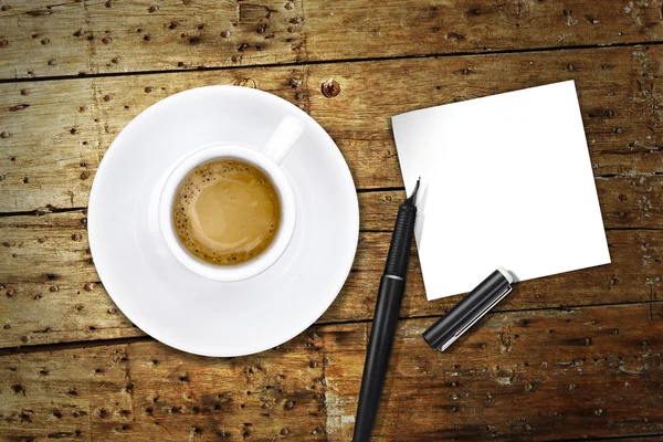 Café con bolígrafo y notas — Foto de Stock