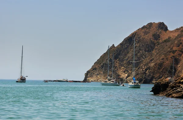 Iates atracados Ilha de Santa Catalina — Fotografia de Stock