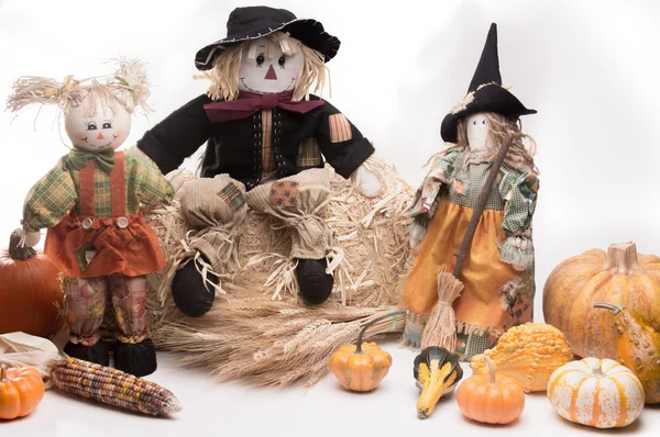 Oogst scarecrow familie — Stockfoto