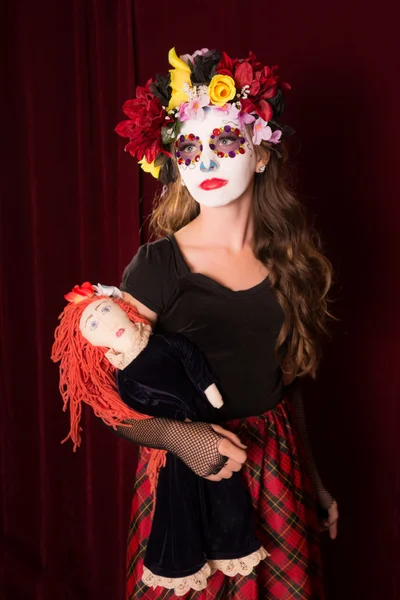 Day of The Dead Child with Doll — Stock Photo, Image