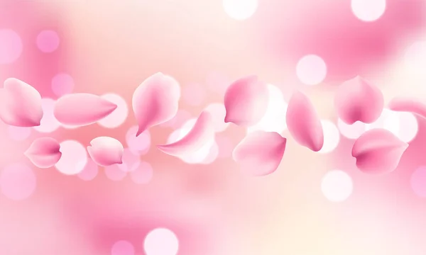 Розовая Сакура Падает Лепестки Фона — стоковый вектор