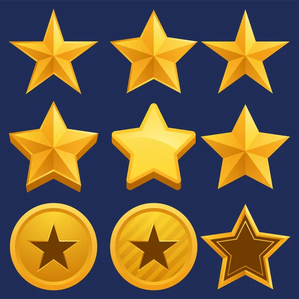 Uppsättning Gyllene Stjärna Form För Spel Ranking — Stock vektor