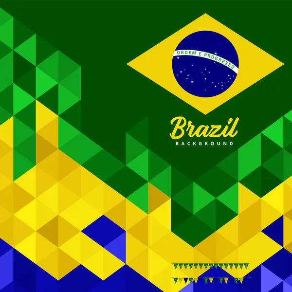 Абстрактный Яркий Геометрический Фон Треугольным Объектом Цветах Бразильского Флага — стоковый вектор
