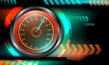 Neon car speedometer. Vector illustration