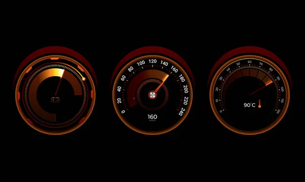 Set Isolated Dashboard Speedometers — Vetor de Stock