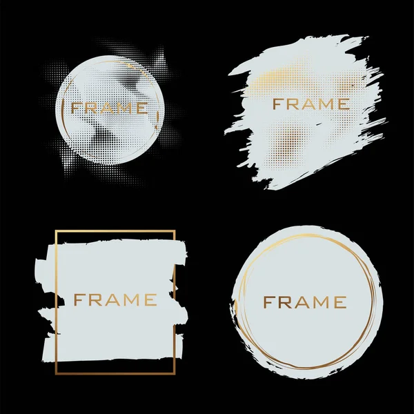 Set Shiny Gold Frames — Archivo Imágenes Vectoriales