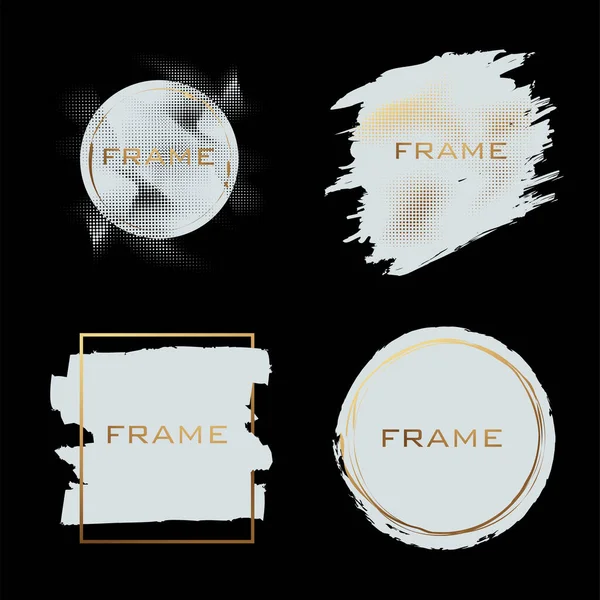 Set Shiny Gold Frames — Vetor de Stock