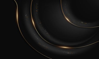 Luxury Dark Background Combine with Golden Lines Shapes Element