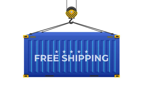 Port Crane Lift Cargo Containers Free Shipping Words — Vetor de Stock