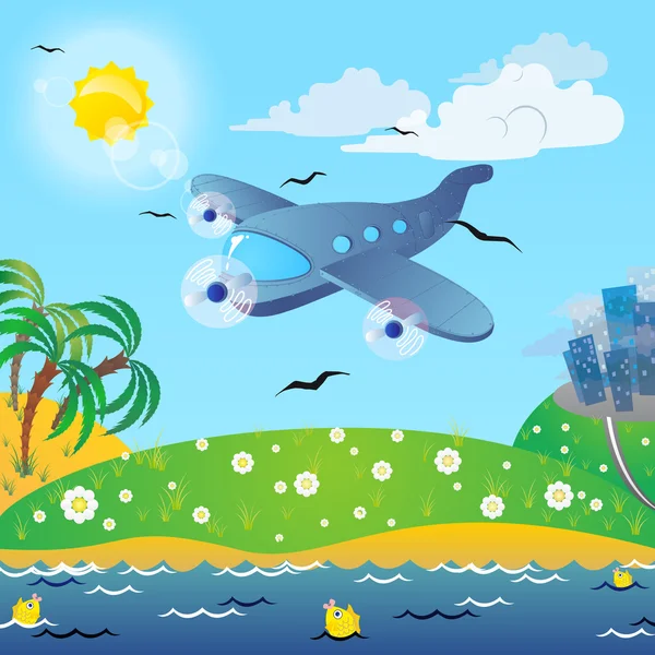 The traveling on the airplane. — Stock Vector