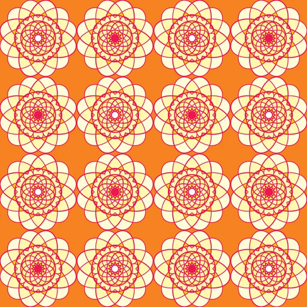 Spirographic オレンジ色のシームレスな背景 — ストックベクタ