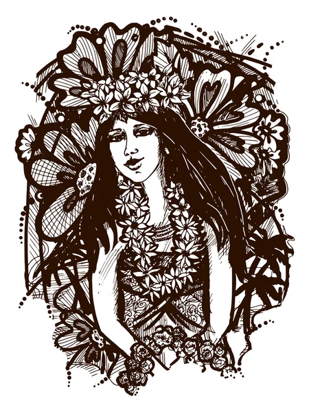 Fille tahitienne — Image vectorielle