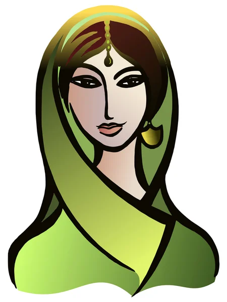 Donna indiana in un sari — Vettoriale Stock