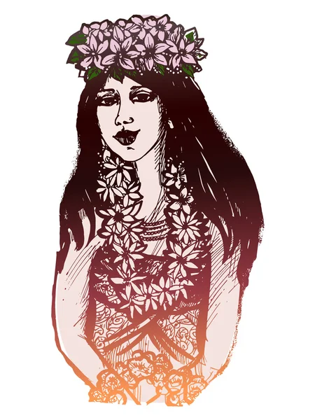 Tahiti kız — Stok Vektör