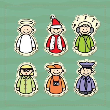 Polis, dj, bir öğretmen, bir fotoğrafçı, bir melek ve küçük bir Noel komik simgeler